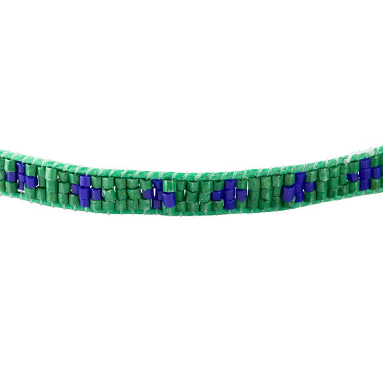 Green and blue cross beaded bracelet